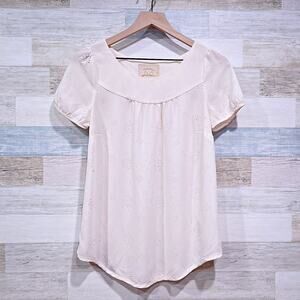 Anthropologie Vanessa Virginia Fieldbloom Floral Laser Cut Blouse Cream Womens 4